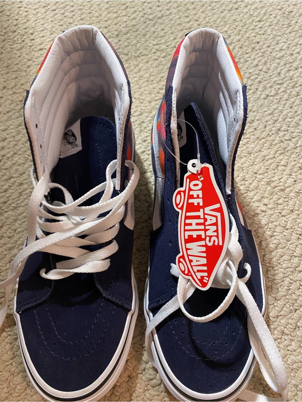 Vans Navy High-Top Sneakers with Multicolor Accents